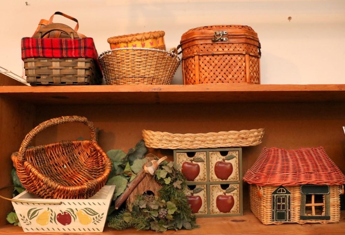 Collection of Baskets and Apple-Themed Decor