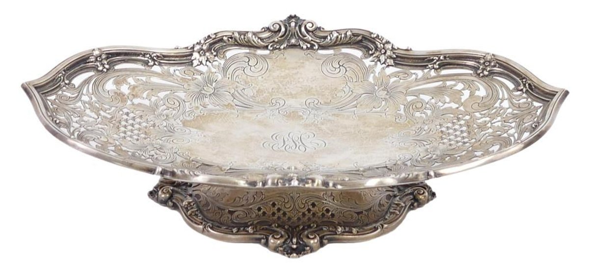 Large Ornate Sterling Silver Reticulated Compote