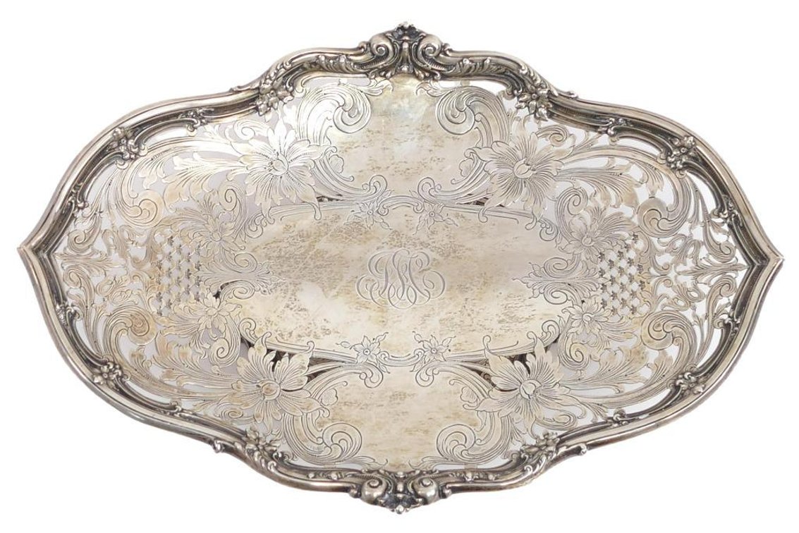 Large Ornate Sterling Silver Reticulated Compote