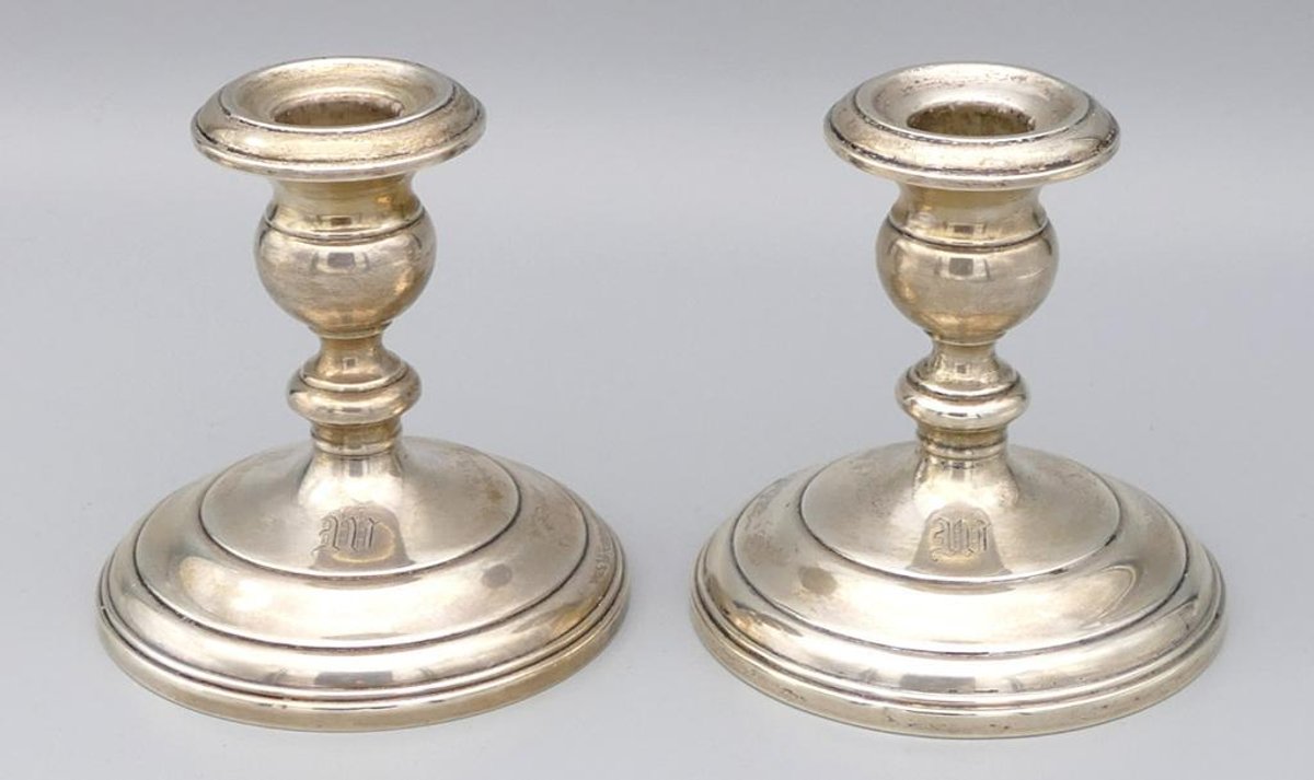 Pair Gorham Sterling Silver Weighted Candle Holders