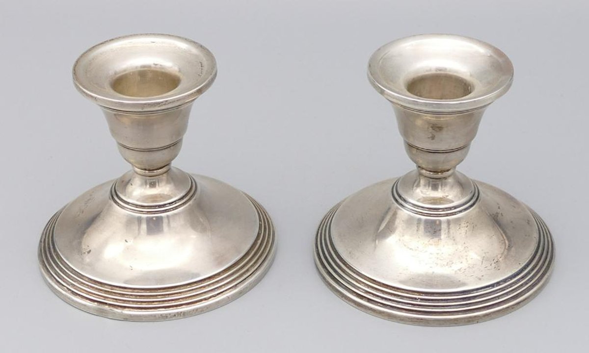 Pair Sterling Silver Weighted Candle Holders