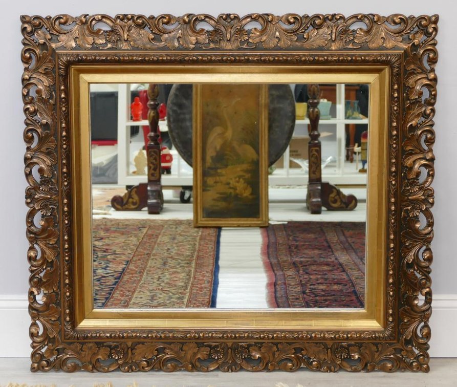 Antique Gilt Wood & Composition Framed Wall Mirror
