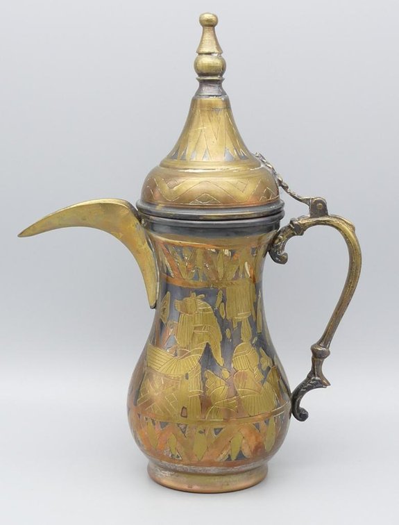 Vintage Brass & Copper Etched Pitcher