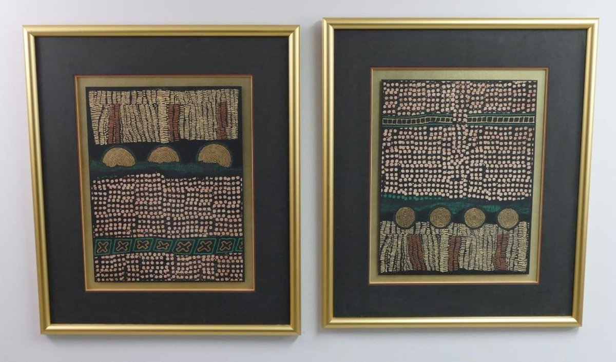 Pair of Nelson "Cameroon I" & Cameroon II" Mixed Media Art