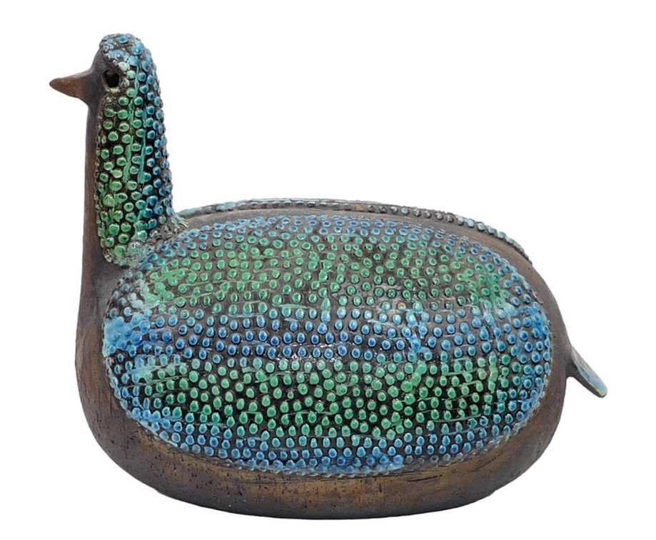 Large Mid-Century Bitossi Rimini Blue Ceramic Aviary Sculpture