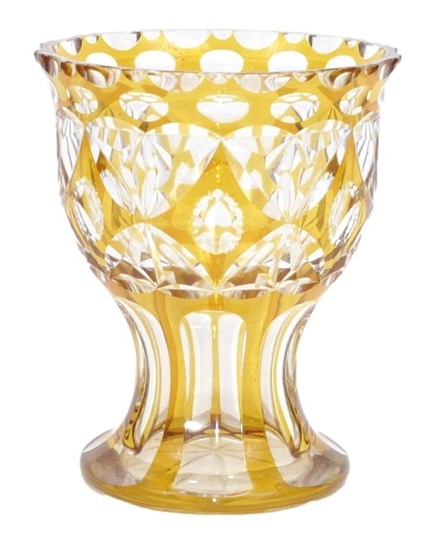 Yellow Cut-to-Clear Crystal Vase