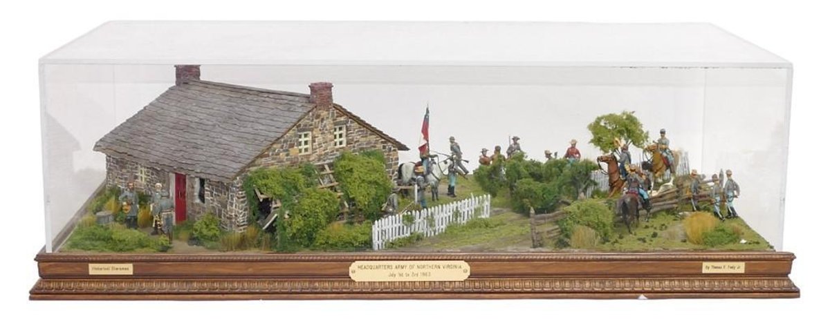 Large Civil War Diorama by Thomas Feely Jr. "Headquarters Army of Northern Virginia"
