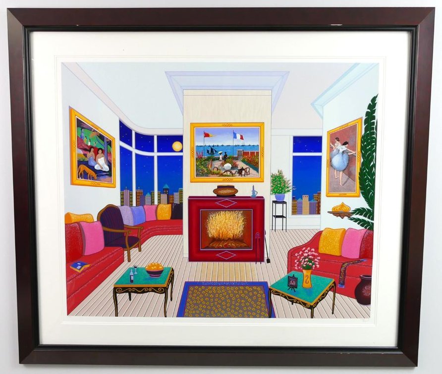 Fanch Ledan "Interior with Three Masterpieces" Serigraph