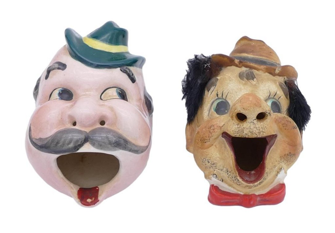 Two Mid-Century Ceramic Ashtray Men