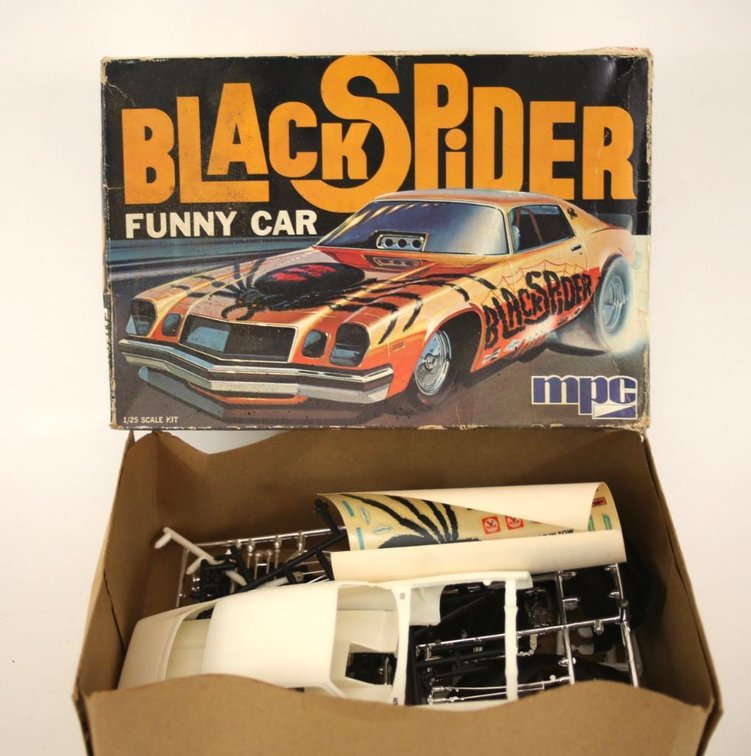 Unassembled Black Spider Funny Car
