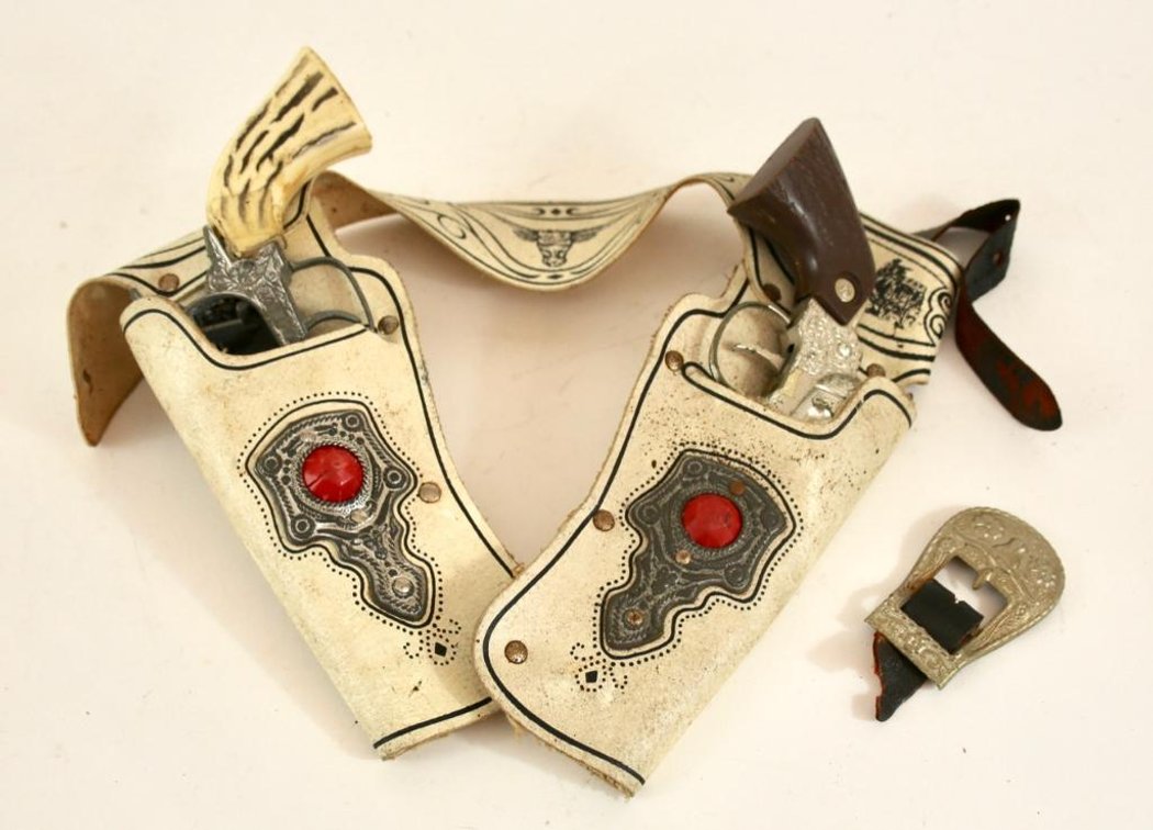 Pony Boy Leather Holster and (2) Guns