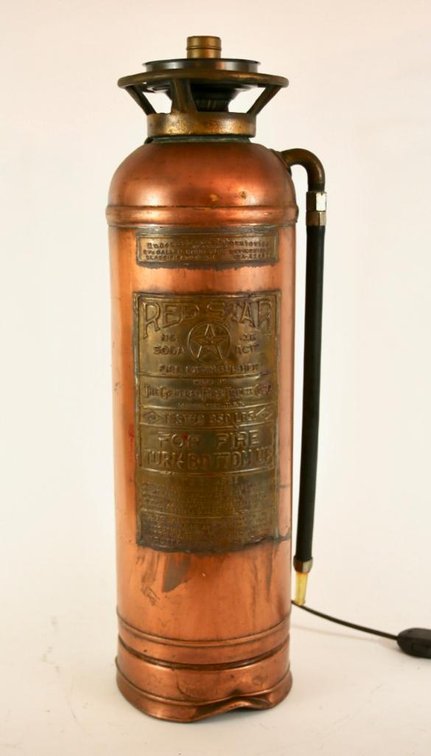 Red Star Copper Fire Extinguisher Lamp Conversion