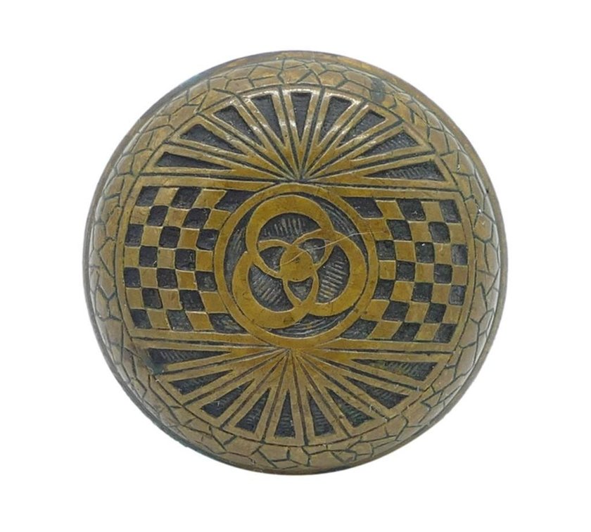 Antique Architectural Brass Doorknob w/ Geometric Design