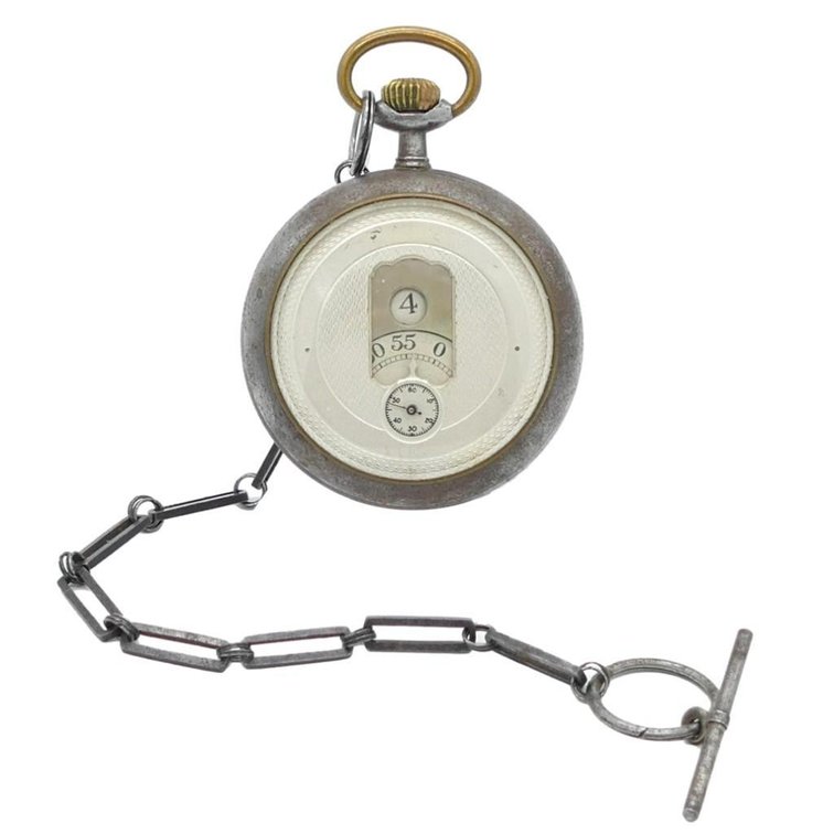 Antique Steel Cased "Jump Hour" Pocket Watch