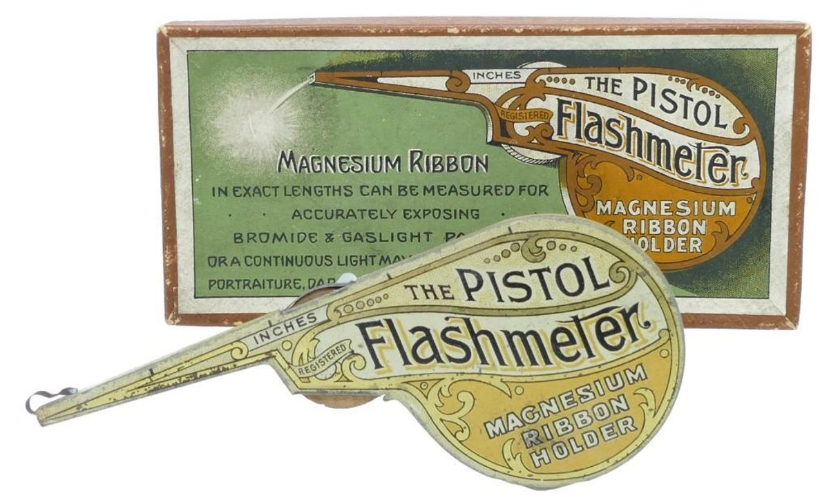 Circa 1900 "The Pistol Flashmeter" Magnesium Ribbon Holder w/ Box