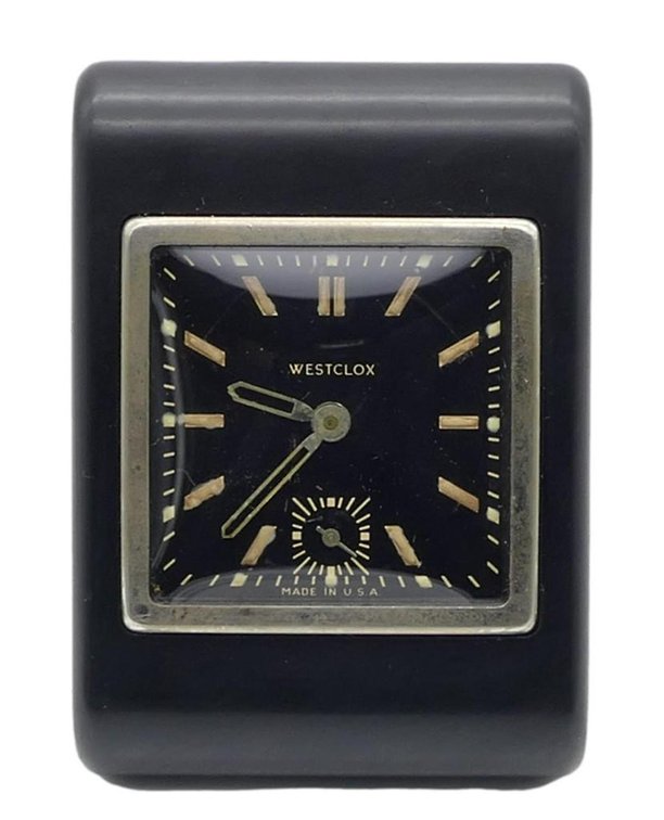 Vintage USA Bakelite Westclox "Pickwick" Travel Clock - Runs