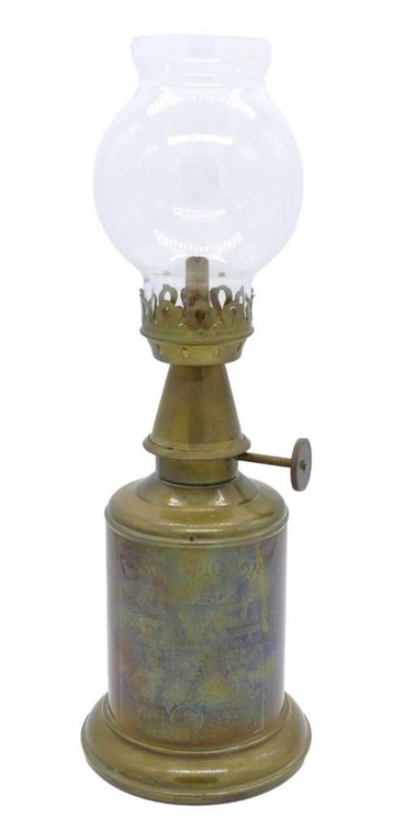 Antique French "Lampe-Pigeon" Brass Oil Lamp