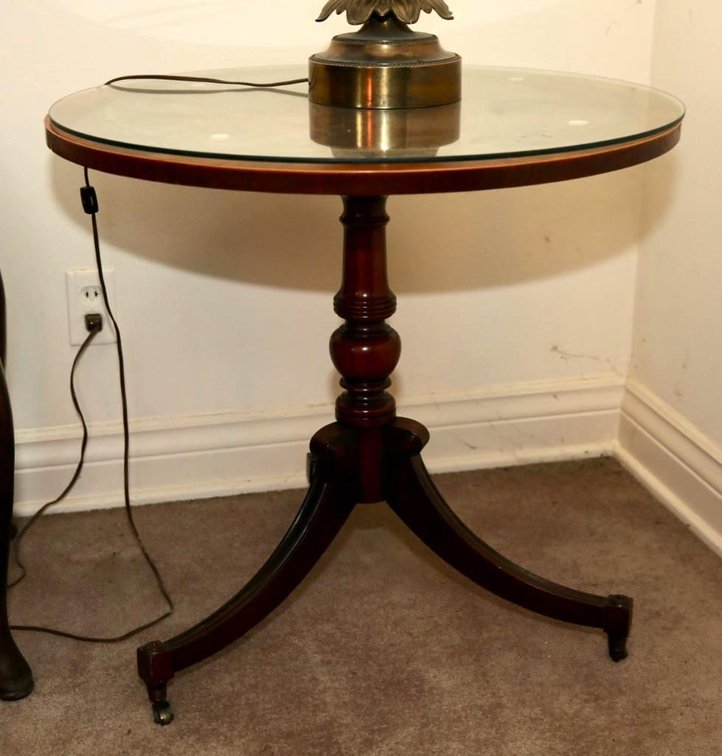 Mahogany Lamp Table with Leather Surface