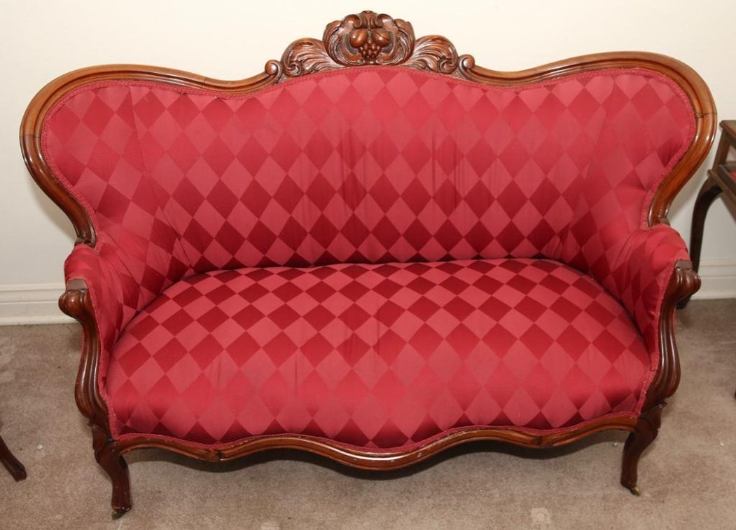 Circa 1870 Walnut Renaissance Revival Settee
