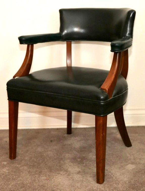 Leather Upholstered Barrel Back Chair