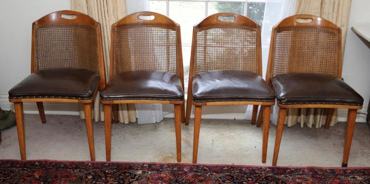 Set of Four Romweber Cane Back Dining Chairs
