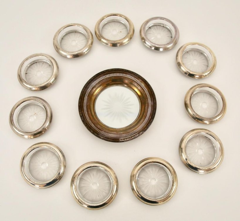 Sterling Silver Bottle and Drinks Coasters