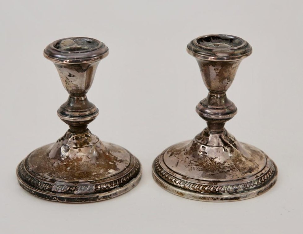 Pair of Sterling Silver Weighted Candlesticks