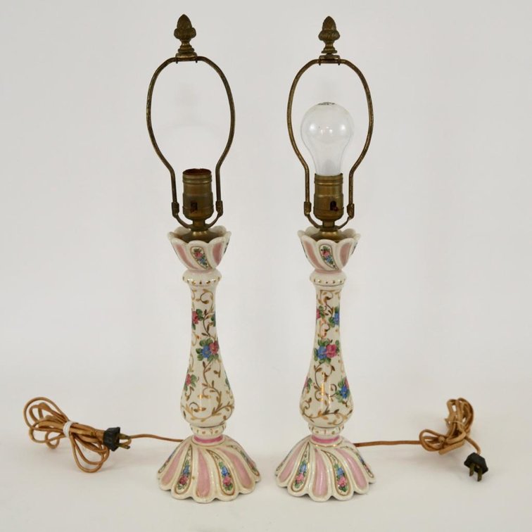 Pair of Porcelain Boudoir Lamps