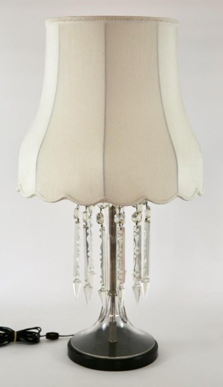 Crystal Body Lamp with Hanging Prisms