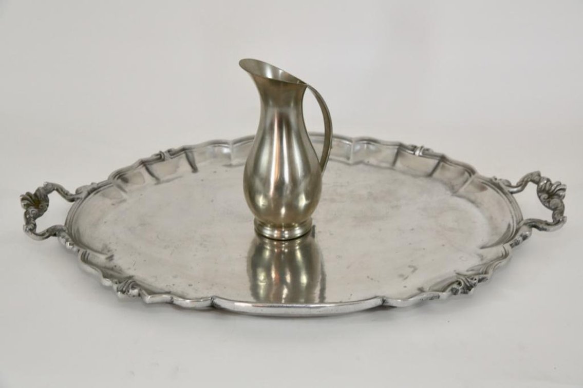 Pewter Tray and Pitcher