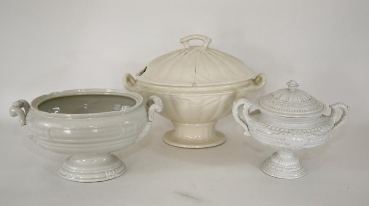Three White Ironstone Serving Pieces