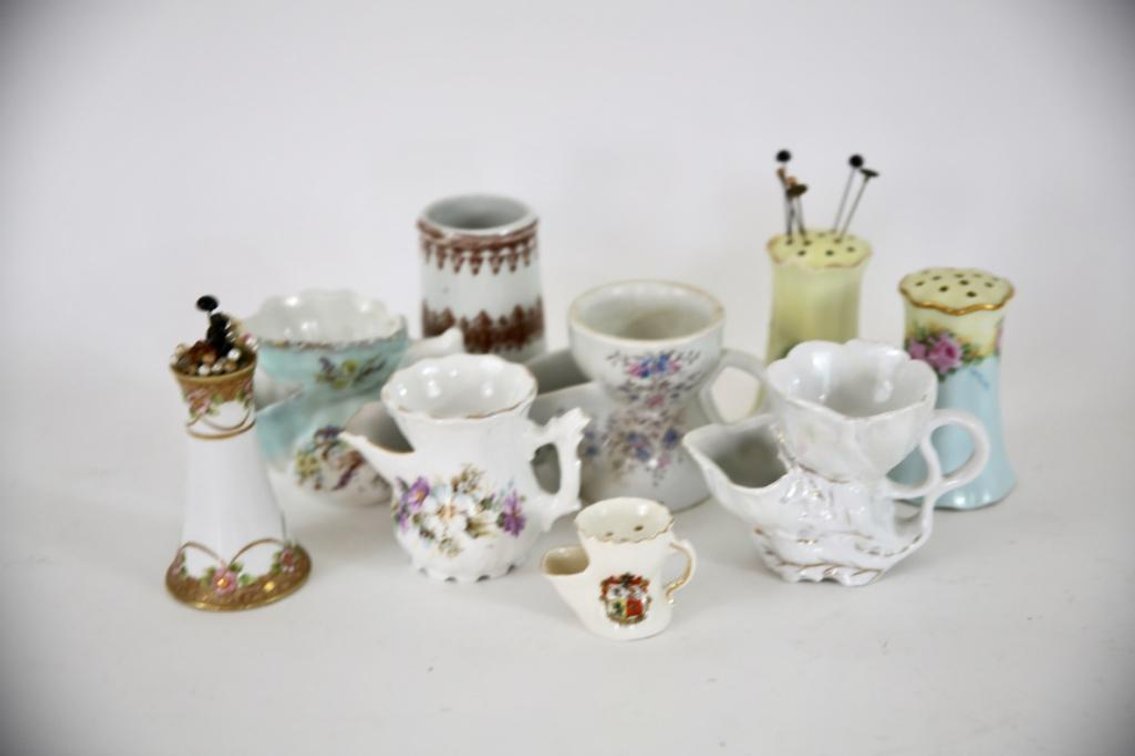 Hand Painted Hat Pin Holders and Shaving Mugs