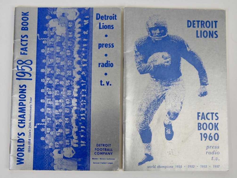 Two Detroit Lions NFL Fact Books