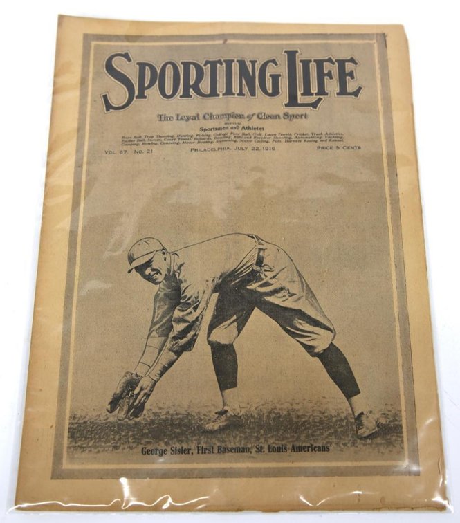 Sporting Life Newspaper, Jul. 22, 1916- George Sisler