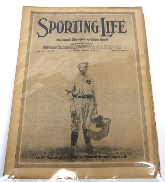 Sporting Life Newspaper, Aug. 5, 1916- Christy Mathewson