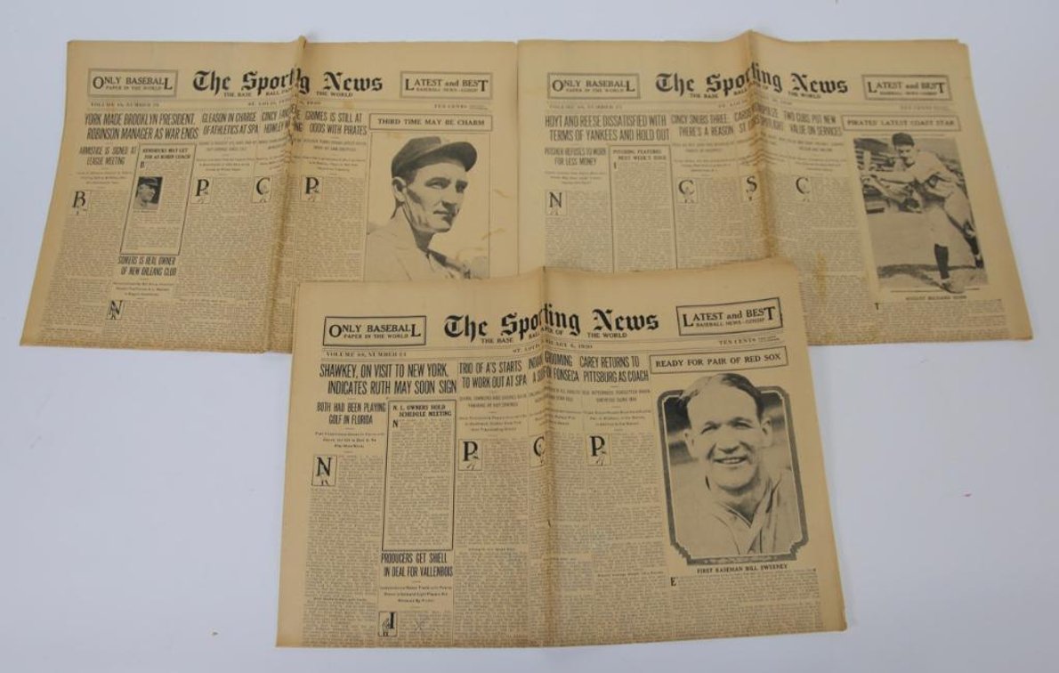 The Sporting News Jan/Feb.1930- Bill Sweeney, Gus Suhr, Earl Webb