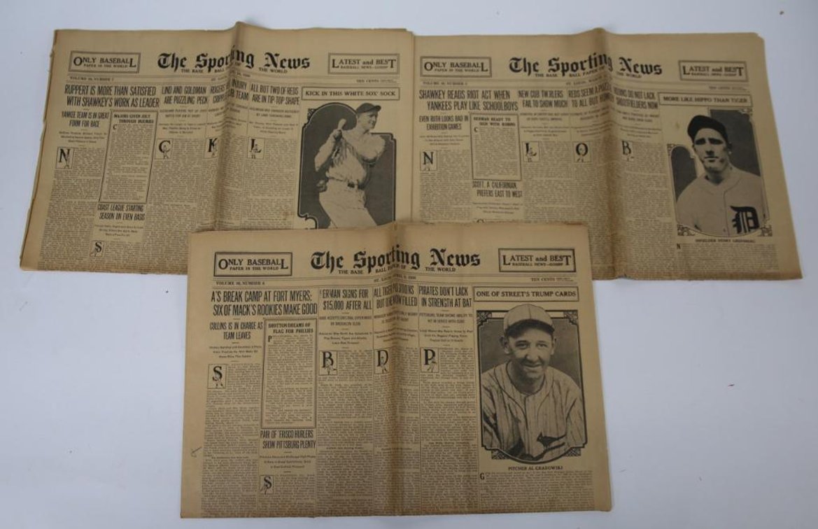 The Sporting News Mar/Apr. 1930- Smead Jolley, Hank Greenberg, Al Grabowski