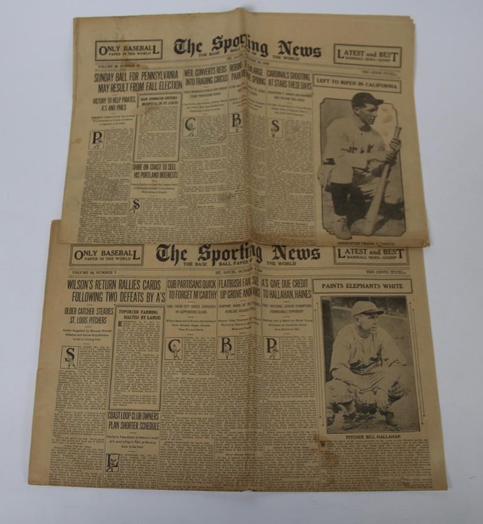 The Sporting News Oct. 1930- Bill Hallahan, Frank Crosetti