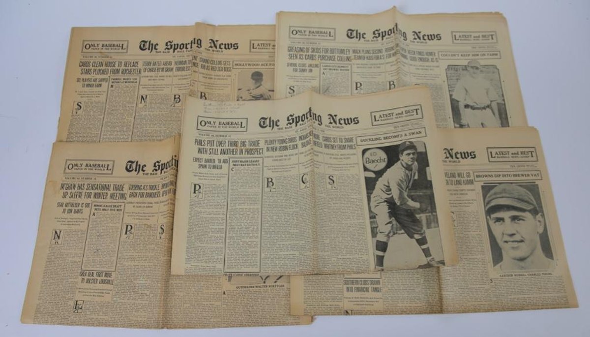 The Sporting News Nov/Dec. 1930- Rip Collins, Wally Roettger, Russ Young