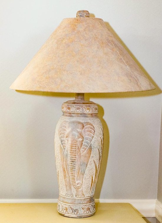 Terracotta Style Elephant Motif Lamp
