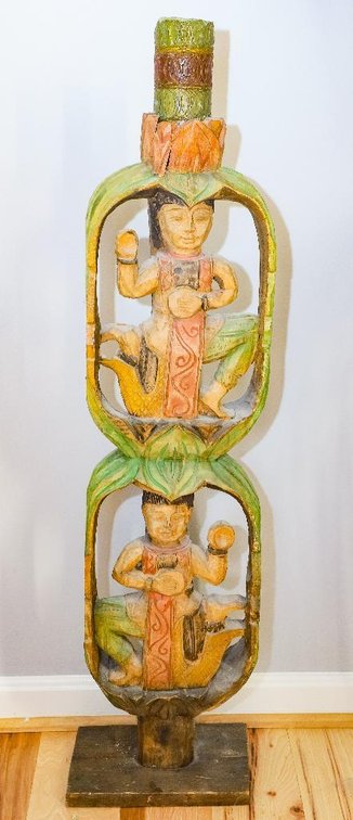 Asian Style Carved Figure Candle Stand