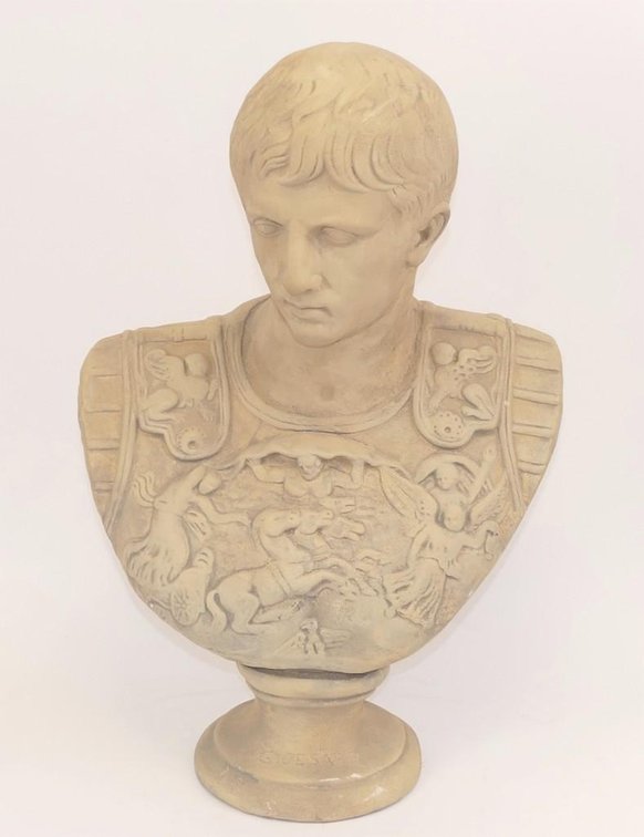 Vintage Neoclassical Plaster Bust of Caesar