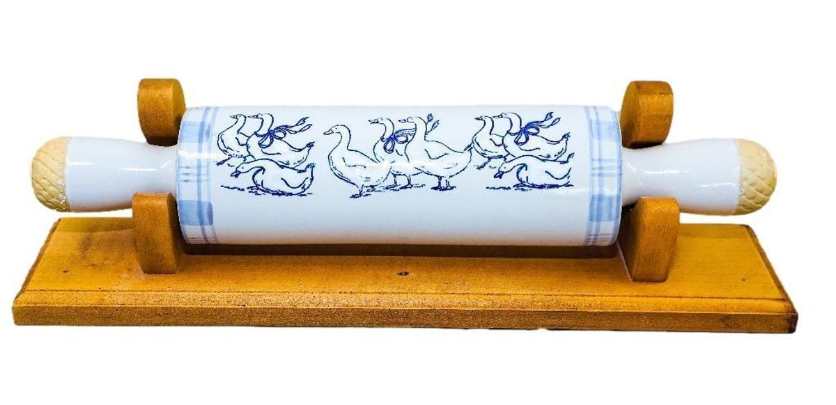 Louisville Stoneware Rolling Pin in Wooden Holder
