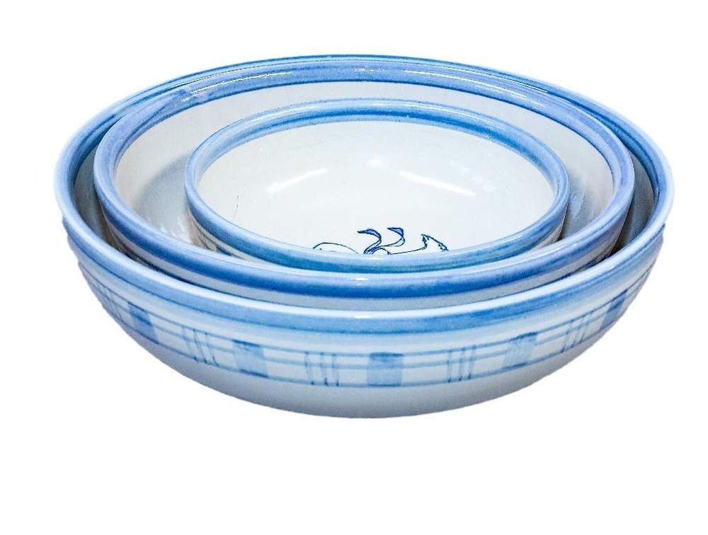 Three Louisville Stoneware Serving Bowls