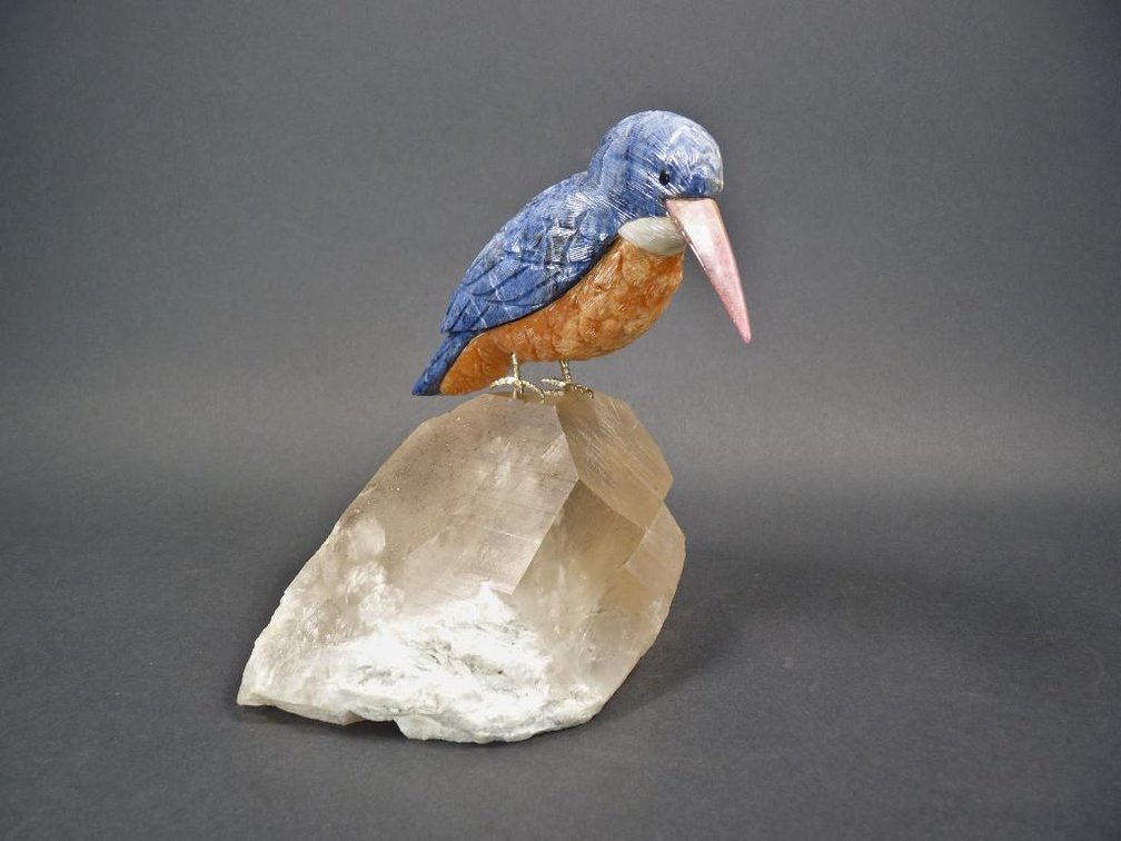 Hand Carved Semi-Precious Gemstone Kingfisher