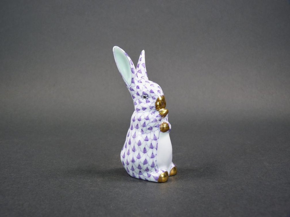 Herend Porcelain Fishnet Two Ears Up Rabbit