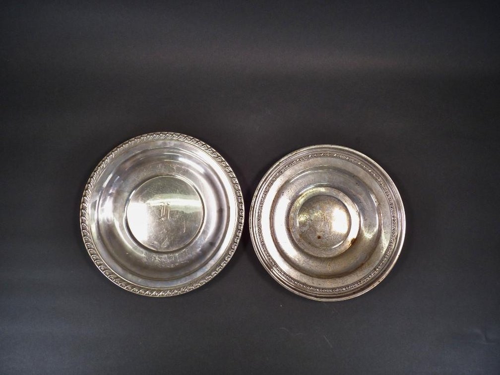 Two Monogrammed Sterling Silver Plates