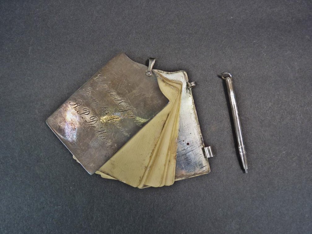 Antique Sterling Silver Chatelaine Notepad & Pencil