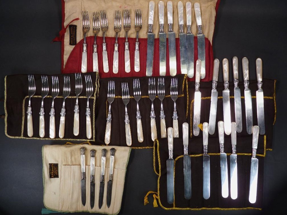 Pearl Handle Sterling Silver Utensils + Primble Blades