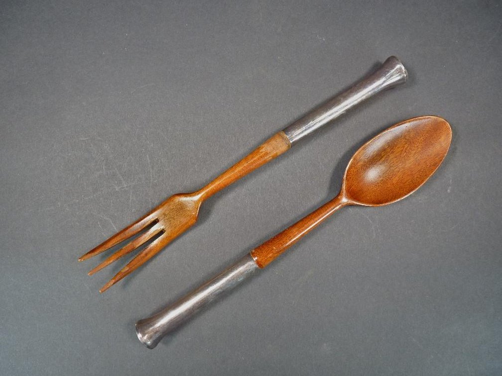 Gorham Sterling Silver and Teak Serving Set